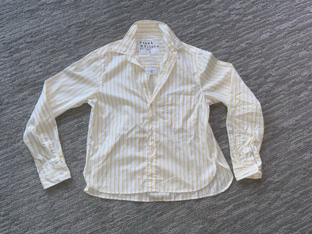 Frank & Eileen Silvio Button-Up Shirt light yellow stripe size XS medium cotton
